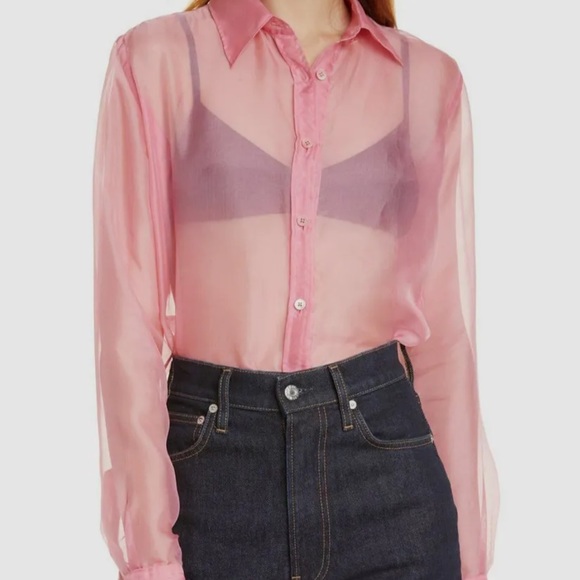 Taylor Swift Helmut Lang Sheer Pink Button Up Lover Shirt - Picture 2 of 4